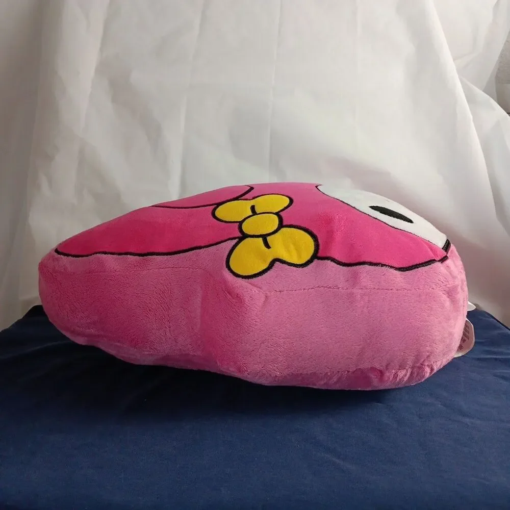 Sanrio My Melody Big Face Plush Pillow Embroidered Detail Stuffed Pink White